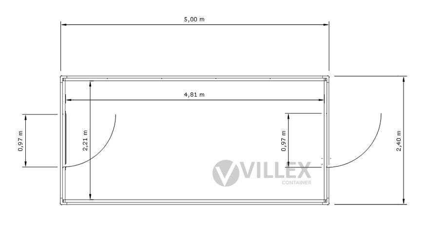 Bürocontainer Villex Medium Glas Cube Blanc 1.0