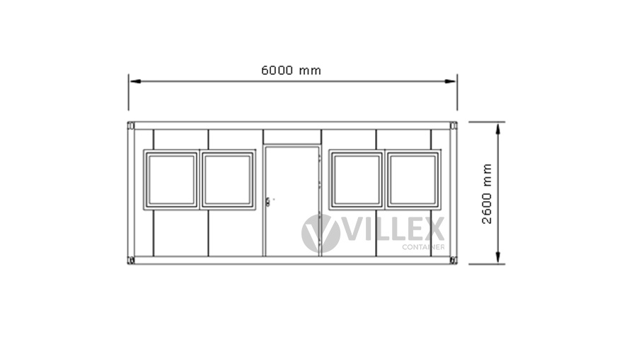 Bürocontainer Villex Doppio Big Cube Doppio Fenster Nero 1.0