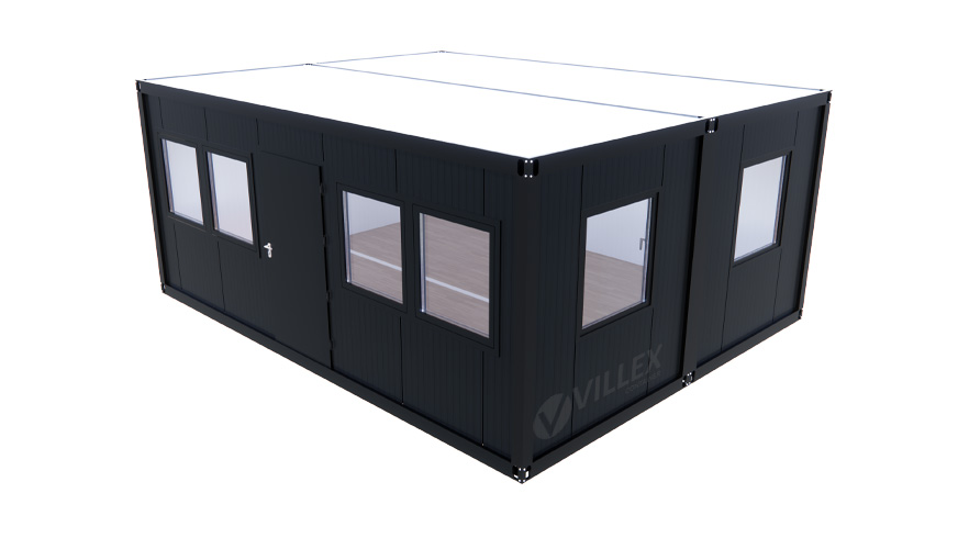 Bürocontainer Villex Doppio Standard Cube Doppio Fenster Nero 1.0