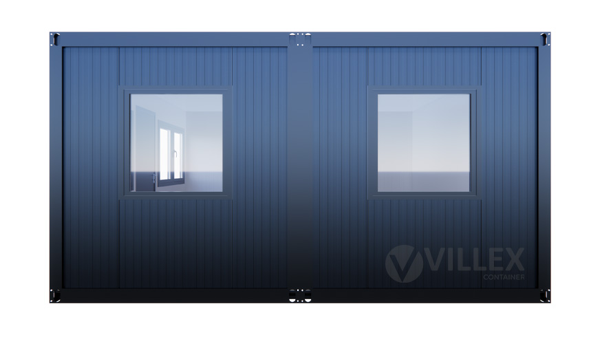 Bürocontainer Villex Doppio Standard Cube Doppio Fenster Nero 1.0