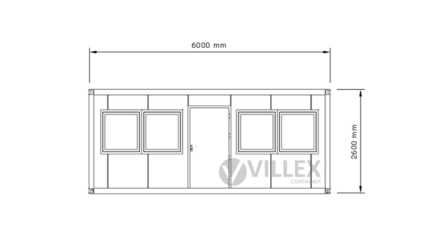 Bürocontainer Villex Doppio Standard Cube Doppio Fenster Nero 1.0