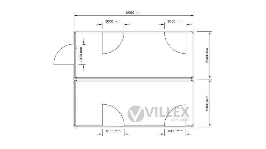 Bürocontainer Villex Doppio Standard Cube Nero 2.0