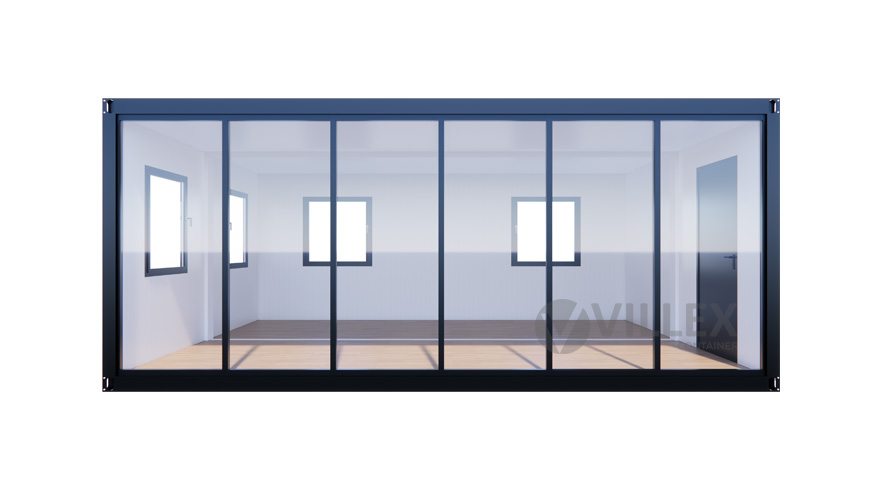 Bürocontainer Villex Doppio Standard Glas Cube Nero 1.0