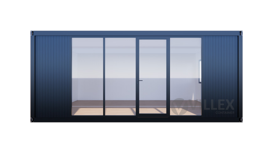 Bürocontainer Villex Doppio Standard Glas Cube Nero 2.0