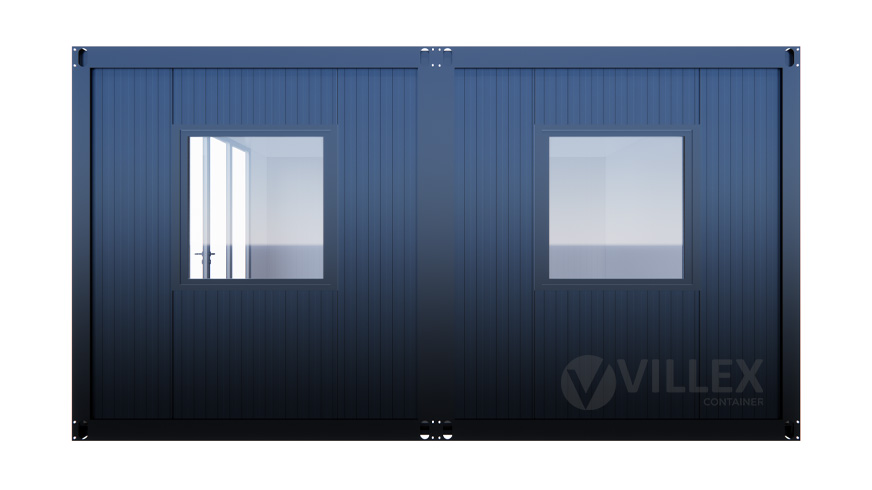 Bürocontainer Villex Doppio Standard Glas Cube Nero 2.0