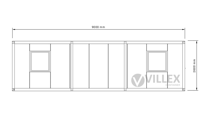 Bürocontainer Villex Giant Cube Short Doppio Fenster Nero 1.0