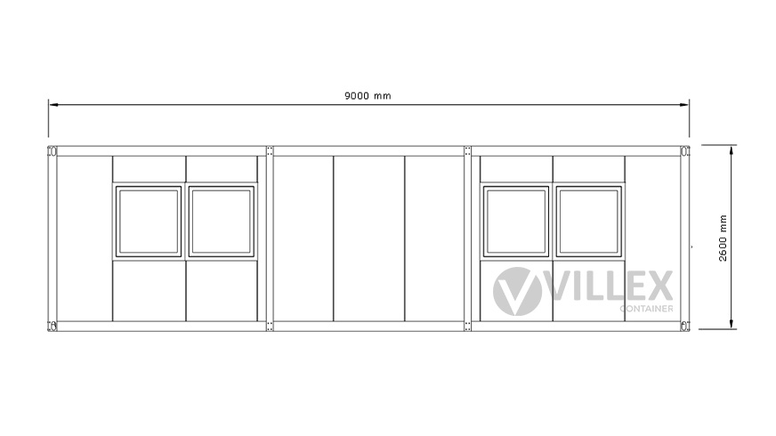 Bürocontainer-Villex-Giant-Cube-Short-Doppio-Fenster-Nero-2.0-9 Bürocontainer Villex Giant Cube Short Doppio Fenster Nero 2.0