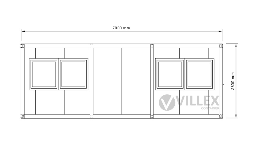 Bürocontainer-Villex-Mega-Cube-Short-Doppio-Fenster-Nero-1.0-9 Bürocontainer Villex Mega Cube Short Doppio Fenster Nero 1.0