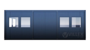 Bürocontainer Villex Mega Cube Short Doppio Fenster Nero 2.0