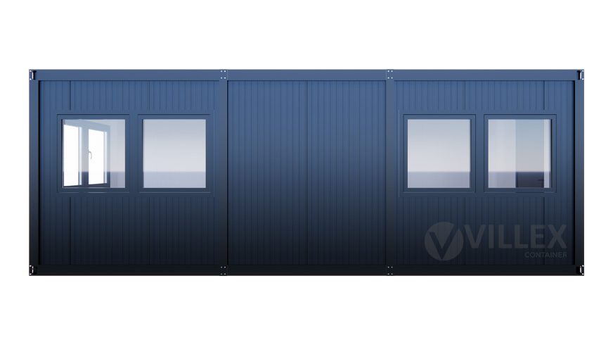 Bürocontainer Villex Mega Cube Short Doppio Fenster Nero 2.0