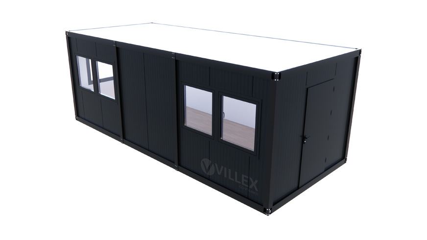 Bürocontainer-Villex-Mega-Cube-Short-Doppio-Fenster-Nero-2.0-10 Bürocontainer Villex Mega Cube Short Doppio Fenster Nero 2.0