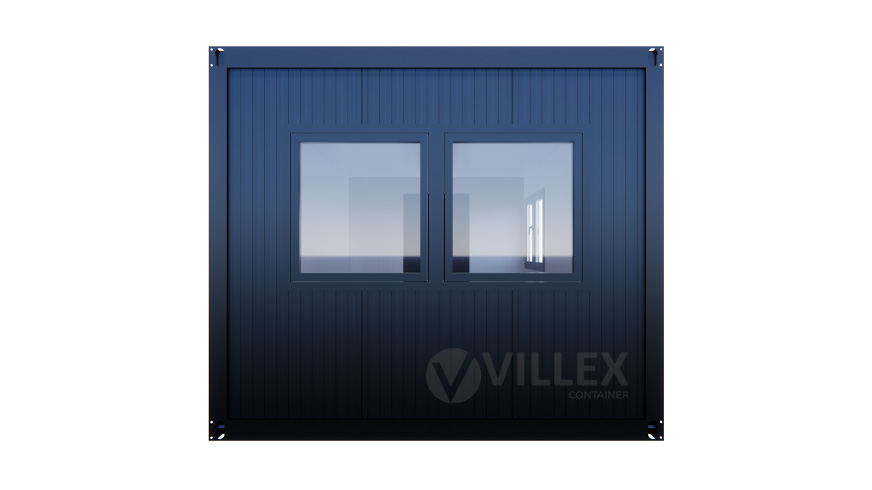 Bürocontainer-Villex-Mega-Cube-Short-Doppio-Fenster-Nero-2.0-4 Bürocontainer Villex Mega Cube Short Doppio Fenster Nero 2.0