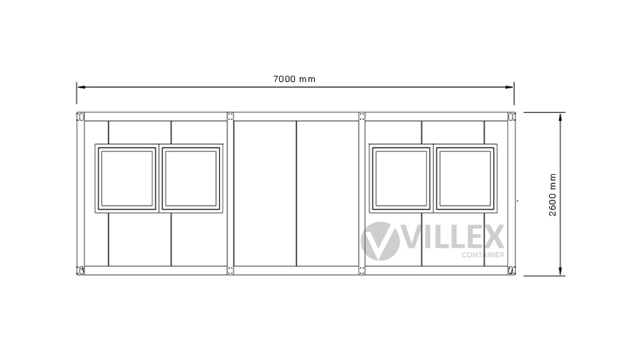 Bürocontainer-Villex-Mega-Cube-Short-Doppio-Fenster-Nero-2.0-9 Bürocontainer Villex Mega Cube Short Doppio Fenster Nero 2.0