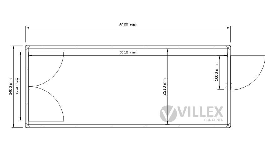 Bürocontainer Villex Standard Cube Blanc 3.0