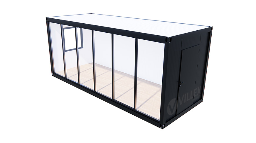 Bürocontainer Villex Standard Glas Cube Nero 1.0