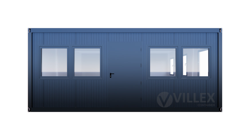 Bürocontainer Villex Triple Standard Cube Doppio Fenster Nero 1.0