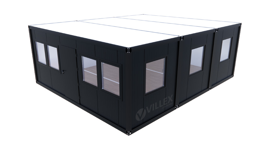 Bürocontainer Villex Triple Standard Cube Doppio Fenster Nero 1.0