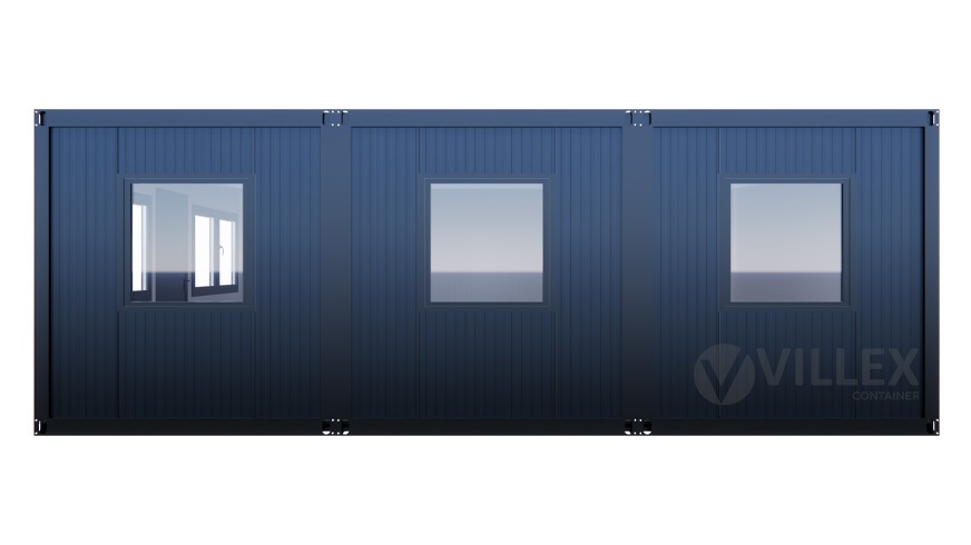 Bürocontainer Villex Triple Standard Cube Doppio Fenster Nero 1.0