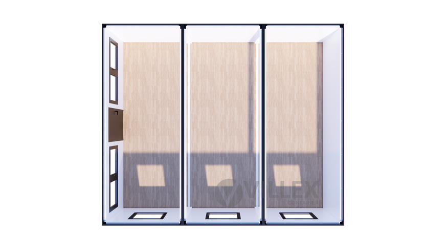 Bürocontainer Villex Triple Standard Cube Doppio Fenster Nero 1.0