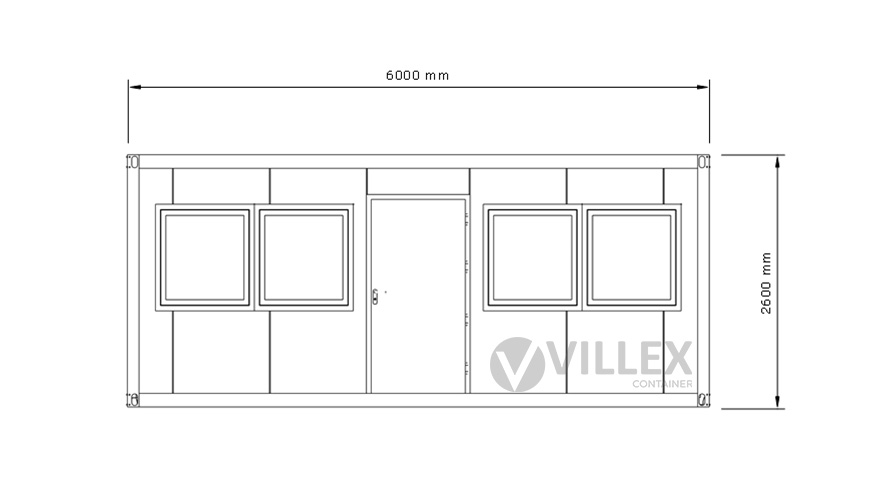 Bürocontainer Villex Triple Standard Cube Doppio Fenster Nero 1.0