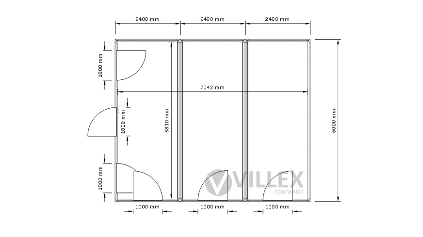 Bürocontainer Villex Triple Standard Cube Nero 1.0