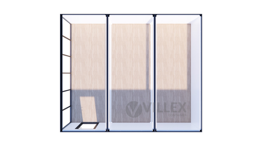 Bürocontainer-Villex-Triple-Standard-Glas-Cube-Nero-1.0-6 Bürocontainer Villex Triple Standard Glas Cube Nero 1.0