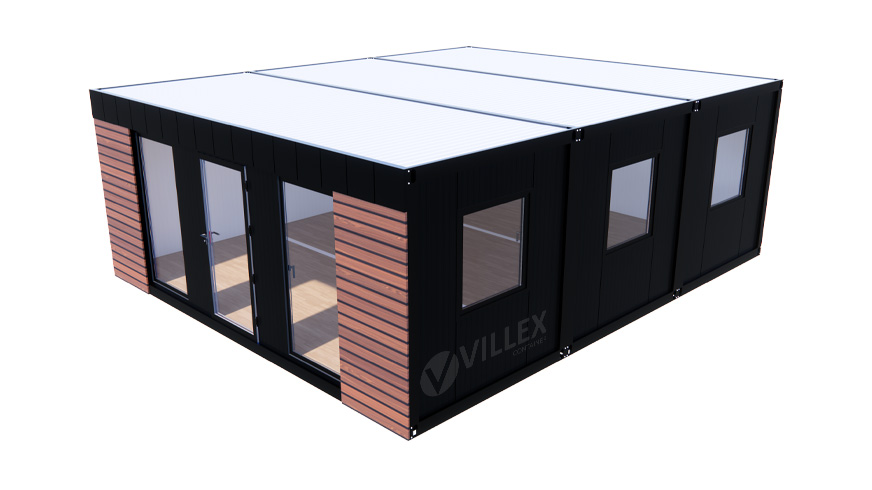 Bürocntainer Villex Triple Standard Wood Pavillon 1.0