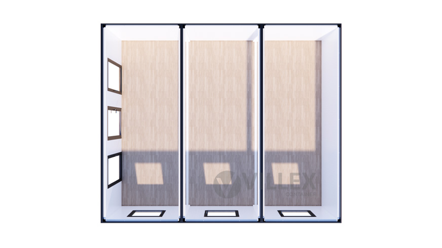 Bürocntainer Villex Triple Standard Wood Pavillon 1.0