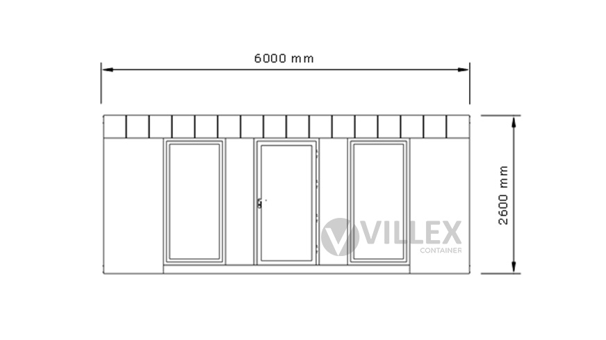 Bürocntainer Villex Triple Standard Wood Pavillon 1.0