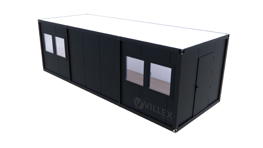 Bürocontainer Villex Ultra Cube Short Doppio Fenster Nero 1.0