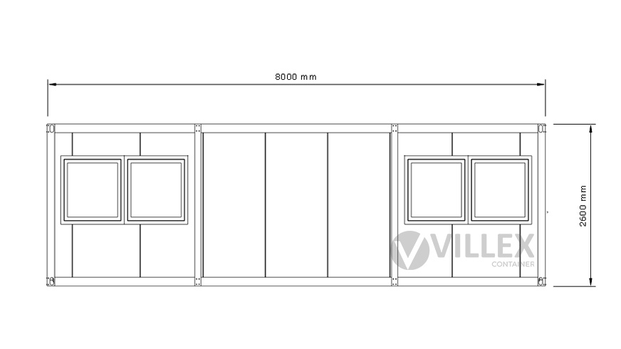 Bürocontainer Villex Ultra Cube Short Doppio Fenster Nero 1.0