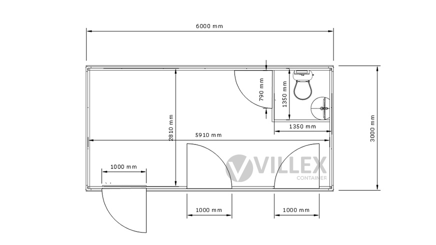 Sanitärcontainer Villex Big Cube Nero 3.0 / Sanitär