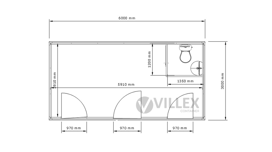 Sanitärcontainer Villex Big Cube Vertikal Nero 1.0 / Sanitär