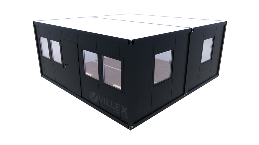 Sanitärcontainer Villex Doppio Big Cube Doppio Fenster Nero / Sanitär