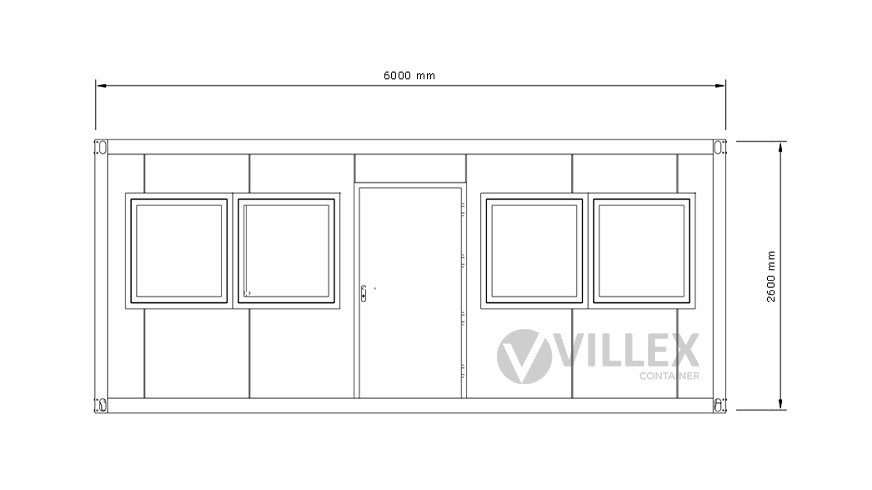 Sanitärcontainer Villex Doppio Big Cube Doppio Fenster Nero / Sanitär