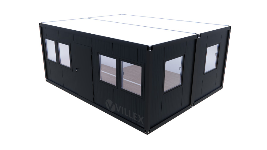 Sanitärcontainer Villex Doppio Standard Cube Doppio Fenster Nero / Sanitär