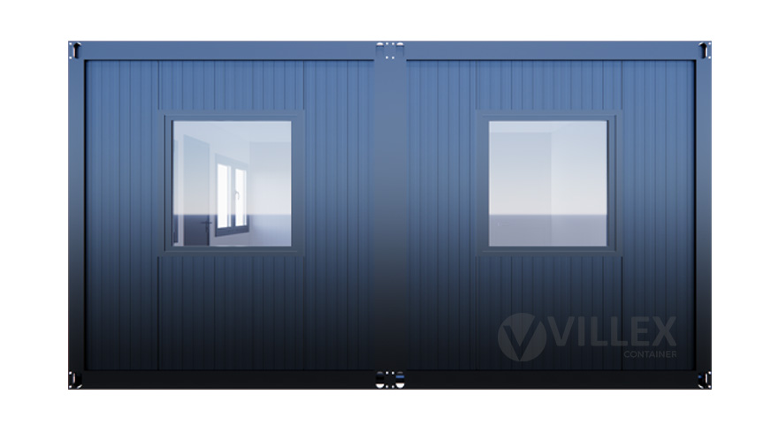 Sanitärcontainer Villex Doppio Standard Cube Doppio Fenster Nero / Sanitär