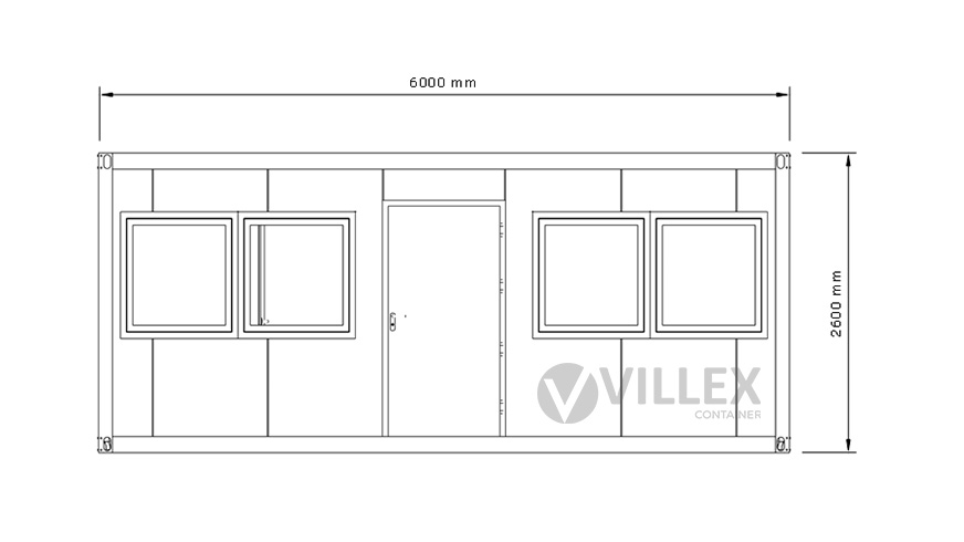 Sanitärcontainer Villex Doppio Standard Cube Doppio Fenster Nero / Sanitär