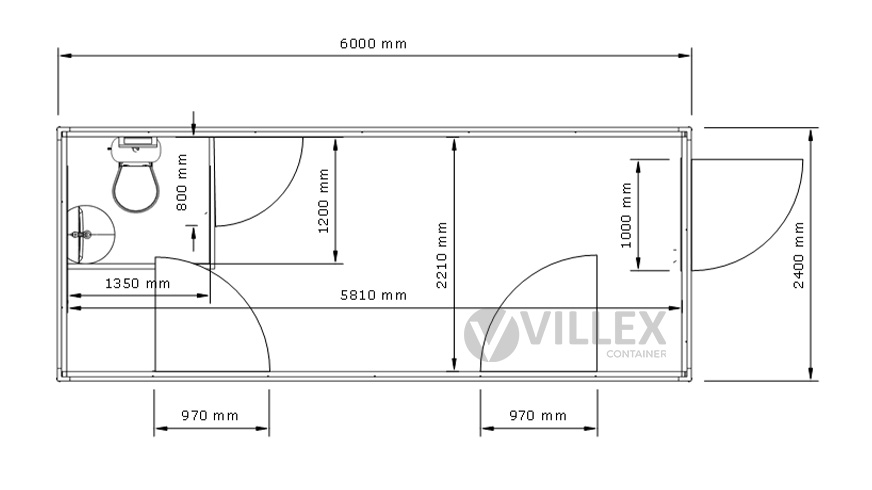 Sanitärcontainer Villex Standard Cube Nero 2.0 / Sanitär