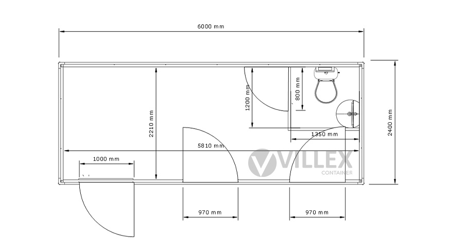 Sanitärcontainer Villex Standard Cube Nero 4.0 / Sanitär