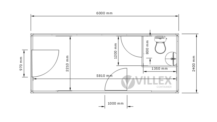 Sanitärcontainer Villex Standard Glas Cube Nero 2.0 / Sanitär