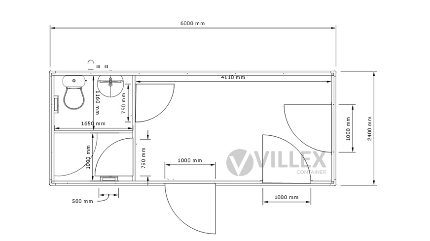 Sanitärcontainer Villex Sanitär/Standard Cube Nero 1.0