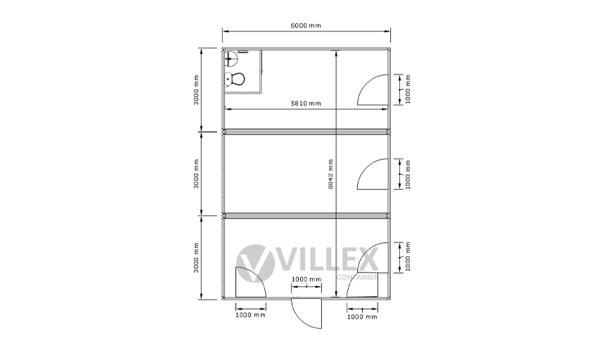 Sanitärcontainer Villex Triple Big Cube Nero / Sanitär