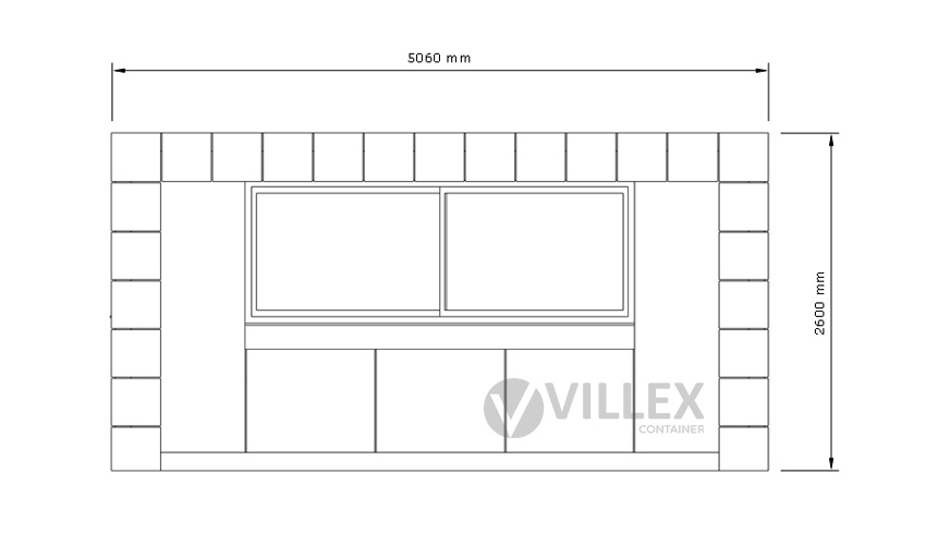 Villex Medium Verkaufscontainer Block-Line Black 2.0